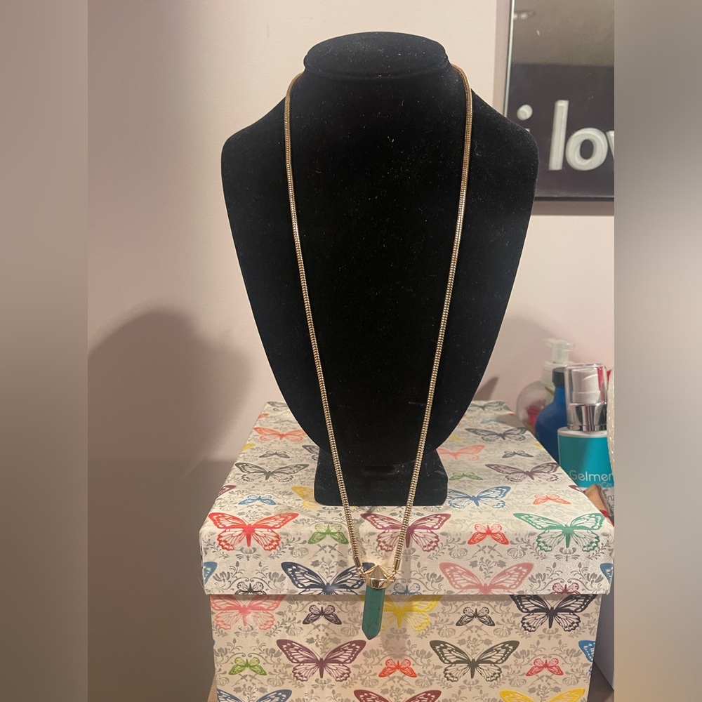 Adia Kibur Natural stone drop necklace.